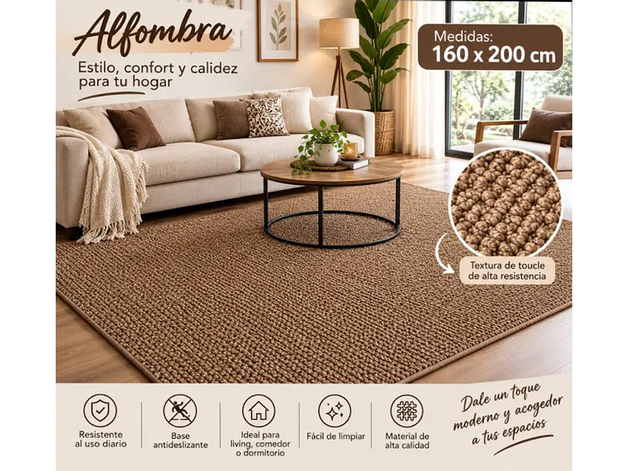 Alfombra boucle compacto cafe 160x200 1