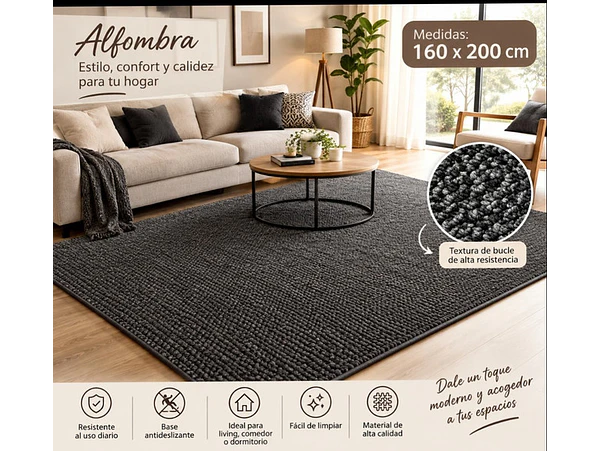 Alfombra boucle compacto negra/gris 160x200 1