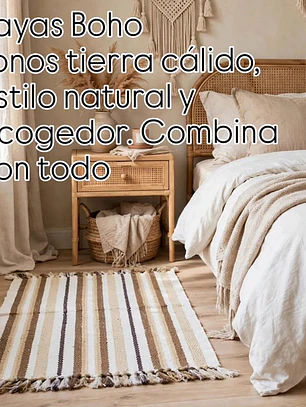 Alfombra tejida boho café rallas