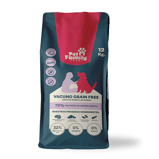 PET FAMILY 3.0 KG VACUNO GRAIN FREE ADULTO RAZA PEQUEÑA 