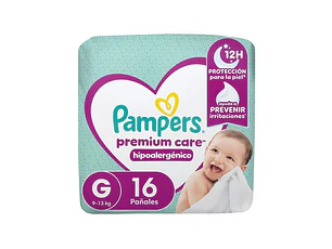 Pañales Pampers Premiun Care. Talla G. 08 Paquetes de 16 Unidades.
