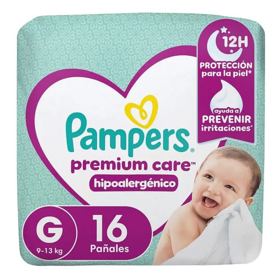 Pañales Pampers Premiun Care. Talla G. 08 Paquetes de 16 Unidades. 1