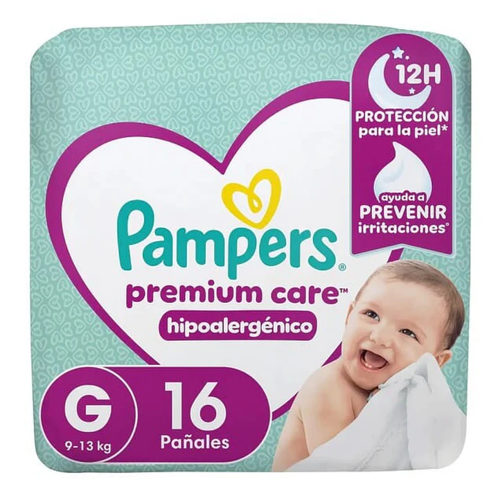 Pañales Pampers Premiun Care. Talla G. 08 Paquetes de 16 Unidades. 1