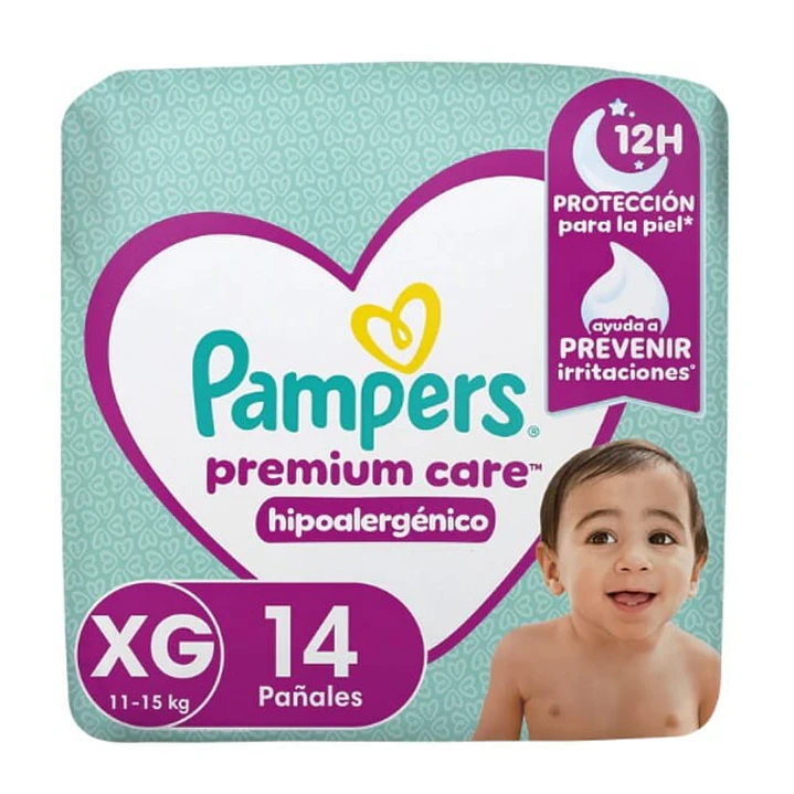 Pañales Pampers Premiun Care Talla XG. 08 Paquetes de 14 Unidades 1