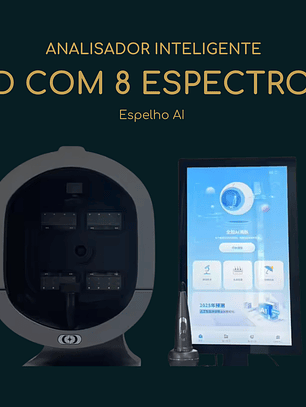 Analisador Inteligente de Pele 3D com 8 Espectros | Scanner Facial com Espelho AI e Lâmpada Wood 