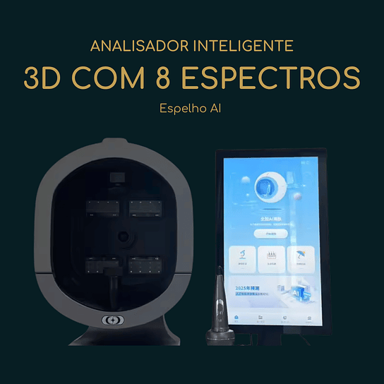 Analisador Inteligente de Pele 3D com 8 Espectros | Scanner Facial com Espelho AI e Lâmpada Wood  1