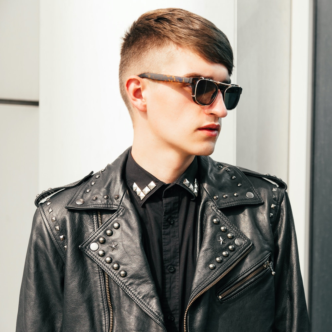 Black Leather Semi-New Jacket with rivets  1