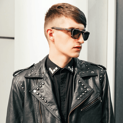 Black Leather Semi-New Jacket with rivets 