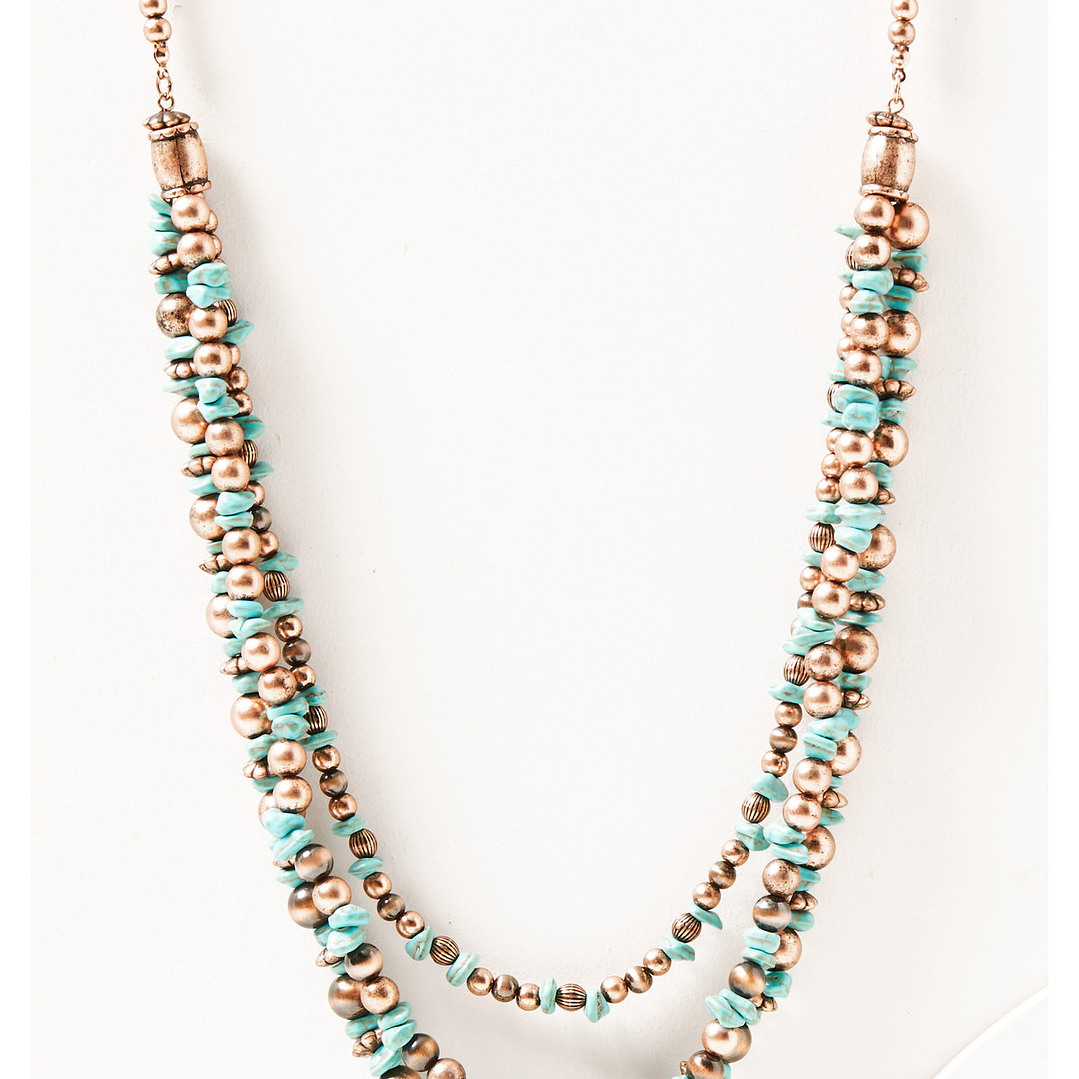 Shyanne Women's Copper & Turquoise Multi-layered Beaded Necklace 1