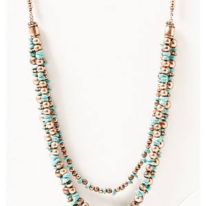 Shyanne Women's Copper & Turquoise Multi-layered Beaded Necklace
