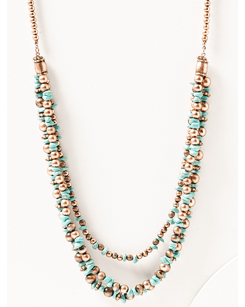 Shyanne Women's Copper & Turquoise Multi-layered Beaded Necklace