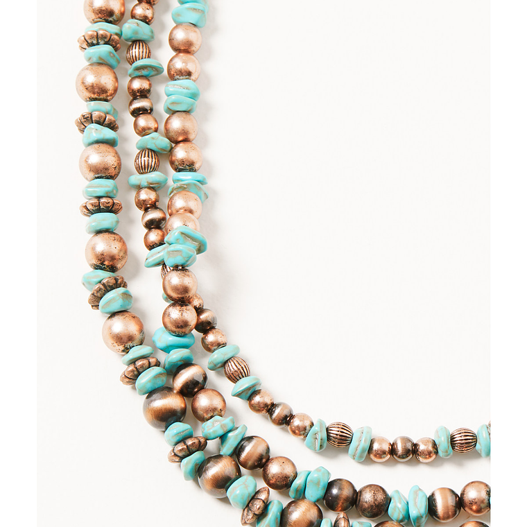 Shyanne Women's Copper & Turquoise Multi-layered Beaded Necklace 2