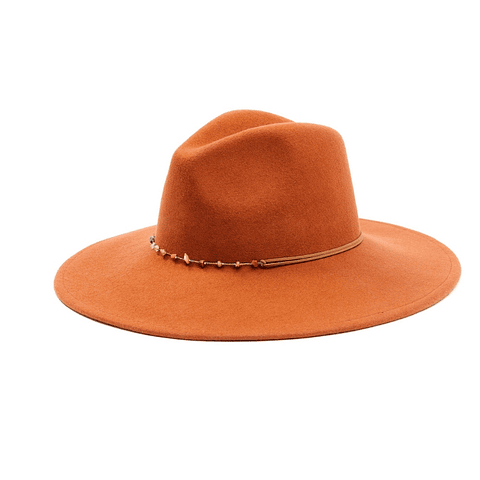 Shyanne Rust Copper Beaded Rust Band Western Fedora Hat 