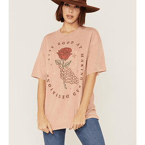 Cleo + Wolf Women's Bad Decisions Oversized Graphic Tee