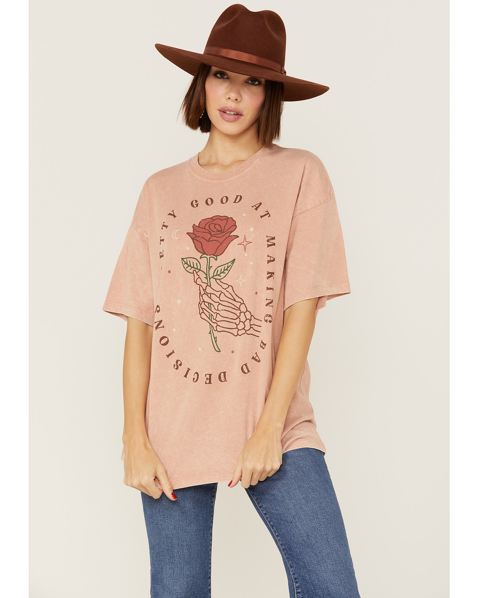Cleo + Wolf Women's Bad Decisions Oversized Graphic Tee 1