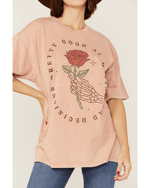 Cleo + Wolf Women's Bad Decisions Oversized Graphic Tee