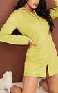 Olive Faux Suede Button Down Shirt Dress - Miniatura 4