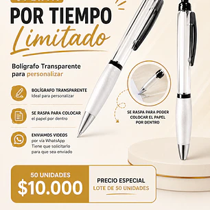 Pack 50 bolígrafos para personalizar LEA DESCRIPCION 