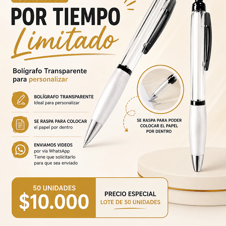 Pack 50 bolígrafos para personalizar LEA DESCRIPCION  1