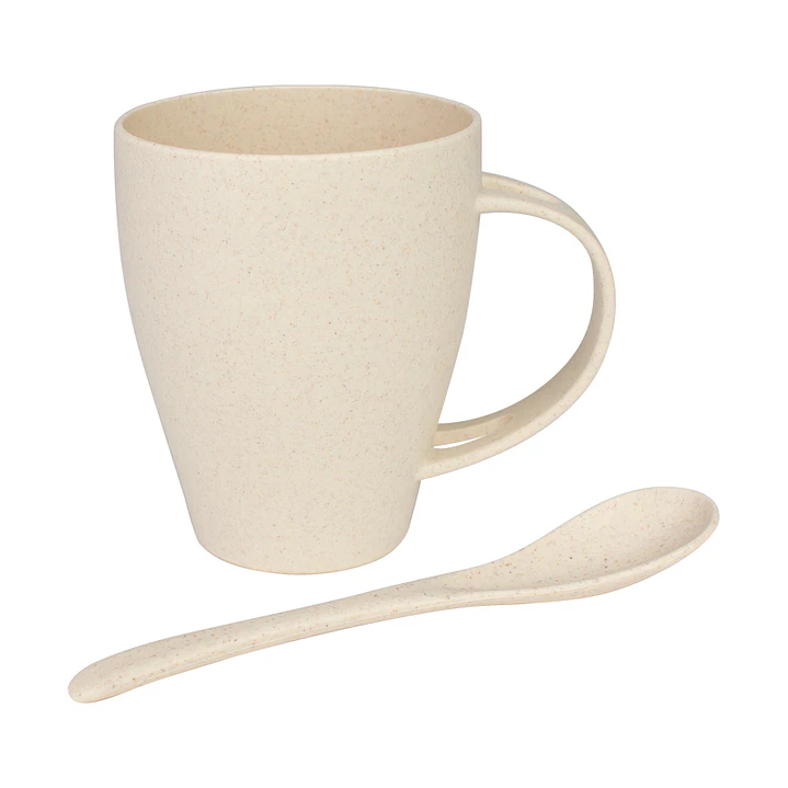 Mug de caña de Trigo con Cuchara 400cc 1