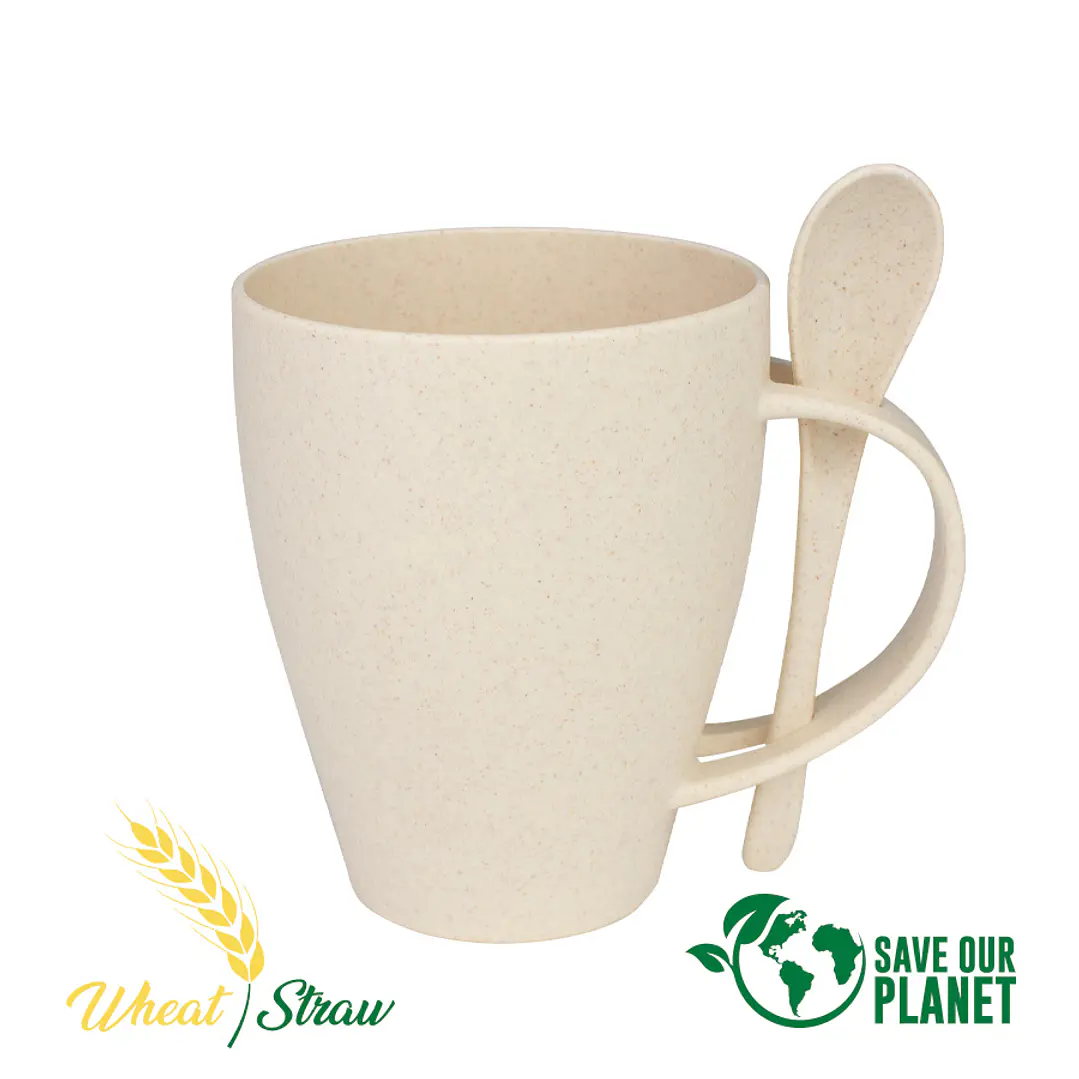 Mug de caña de Trigo con Cuchara 400cc 2