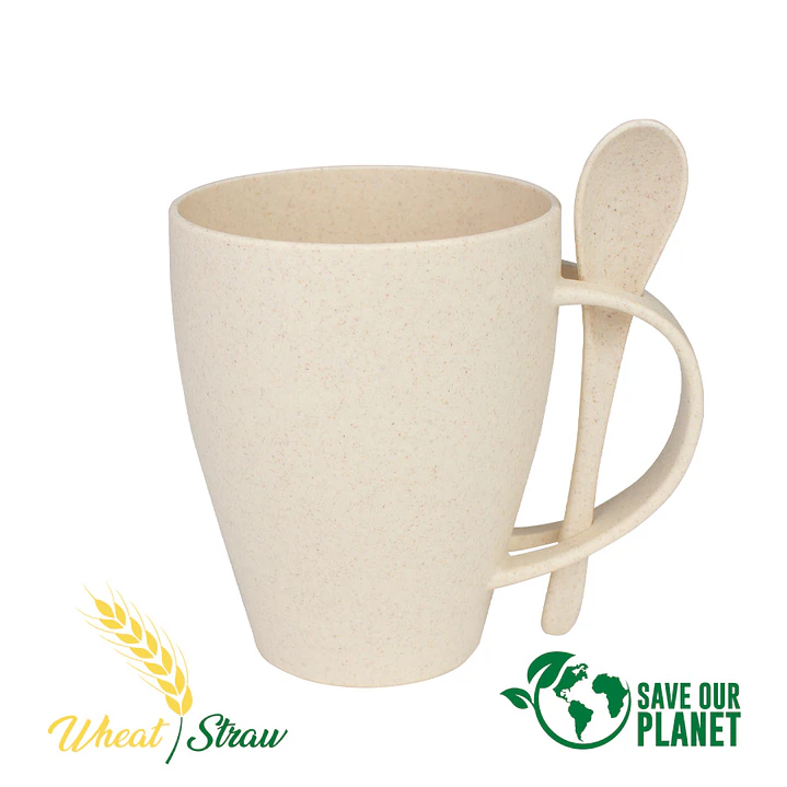Mug de caña de Trigo con Cuchara 400cc 2