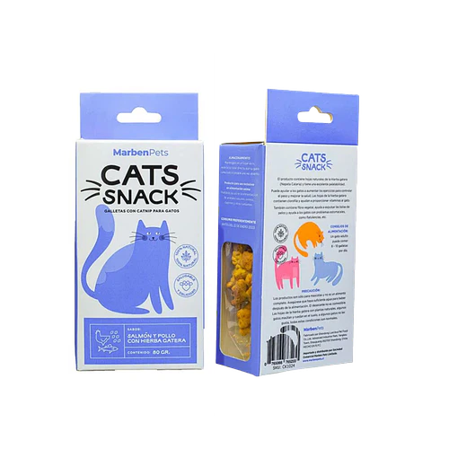 MARBENPETS CATS SNACKS GALLETAS SALMÓN Y POLLO CON HIERBA GATERA