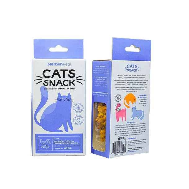 MARBENPETS CATS SNACKS GALLETAS SALMÓN Y POLLO CON HIERBA GATERA