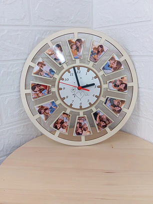 Relógio de parede mdf mãe e fotos