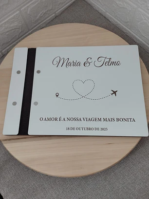 Livro de Assinaturas Personalizado – Tema Viagens para Casamento