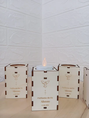 Porta‑Velas em Madeira Personalizados – Profissão de Fé