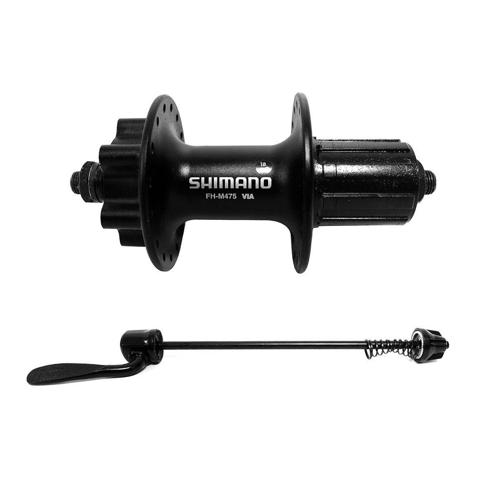 REP MAZA SHIMANO FH-M475L 8/9/10V. TRASERA 6 PERNOS QR 32H OLD:135MM AXLE:146MM QR:166 MM FOR DISC BRAKE (6 BOLT), BLACK, IND.PACK EFHM475BZLL5 REPUESTOS 59528