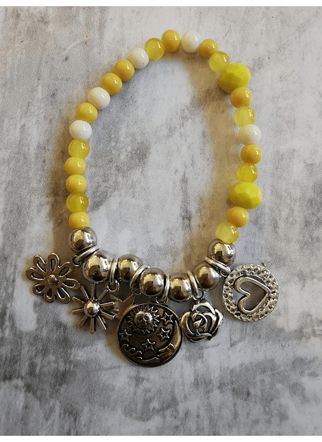 pulseras amuletos amarillo plateado