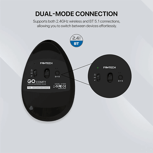 Mouse inalámbrico Fantech GO Comfy W195R, Color Negro 4