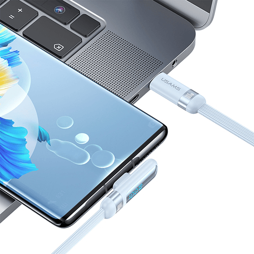 Usams US-SJ653 Cable USB TIPO-C, Pantalla Digital, PD 100W, Codo de 90 grados, Color Negro 2