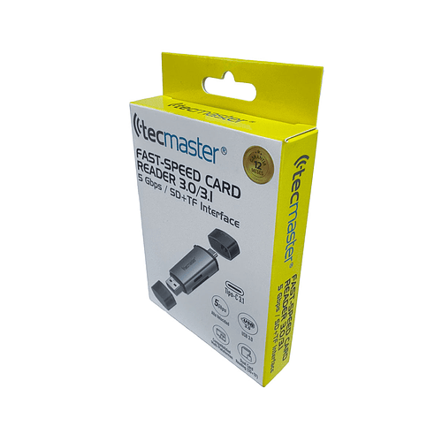 Tecmaster TM-100565 Lector de memoria SD+TF, USB-A 3.0 USB-C 3.1 3