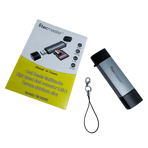 Tecmaster TM-100565 Lector de memoria SD+TF, USB-A 3.0 USB-C 3.1 2
