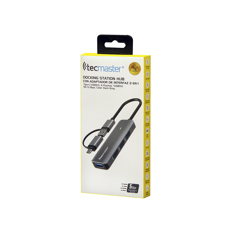 Tecmaster TM-100543 HUB USB 3.0, 4 Puertos, 5Gbps 3