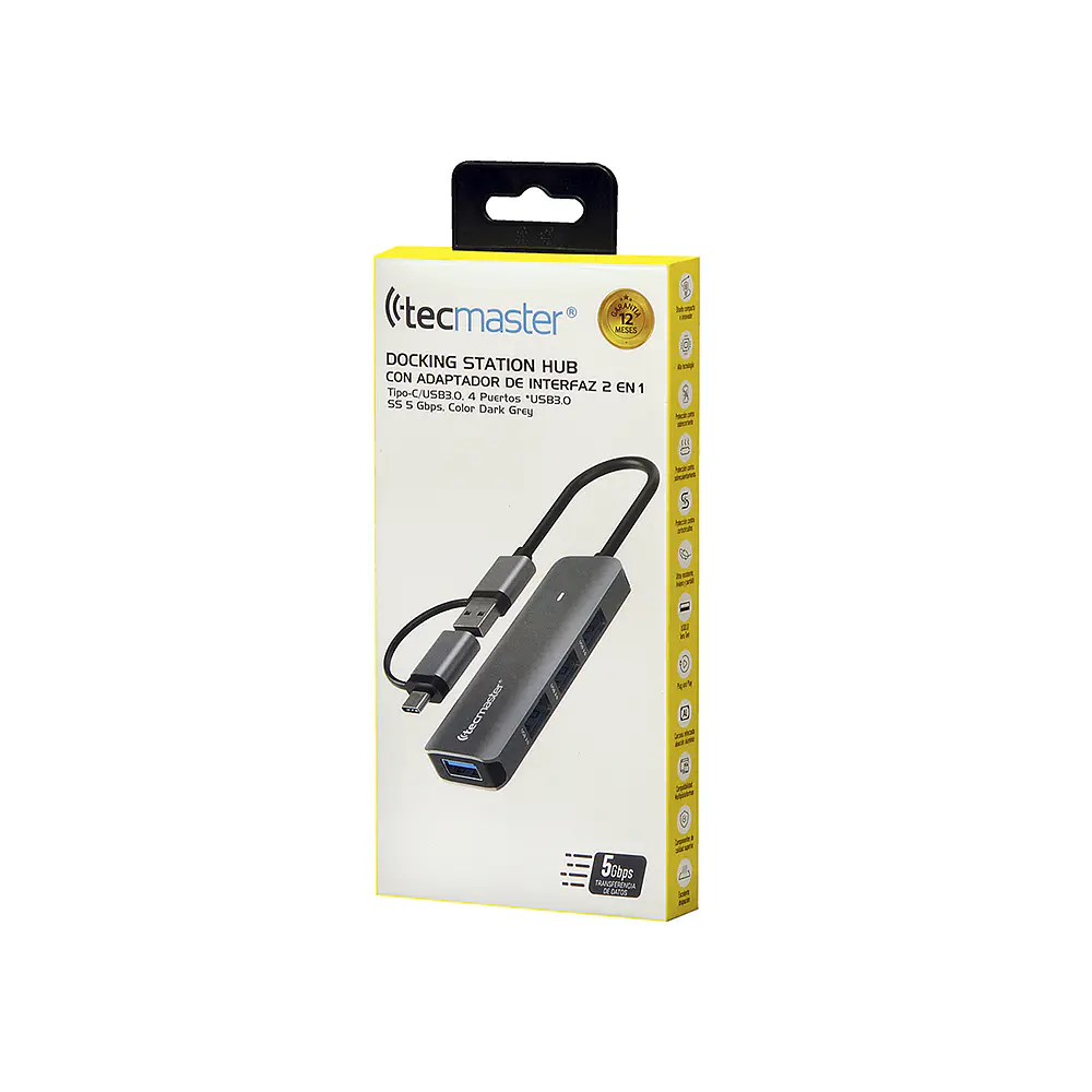 Tecmaster TM-100543 HUB USB 3.0, 4 Puertos, 5Gbps 3