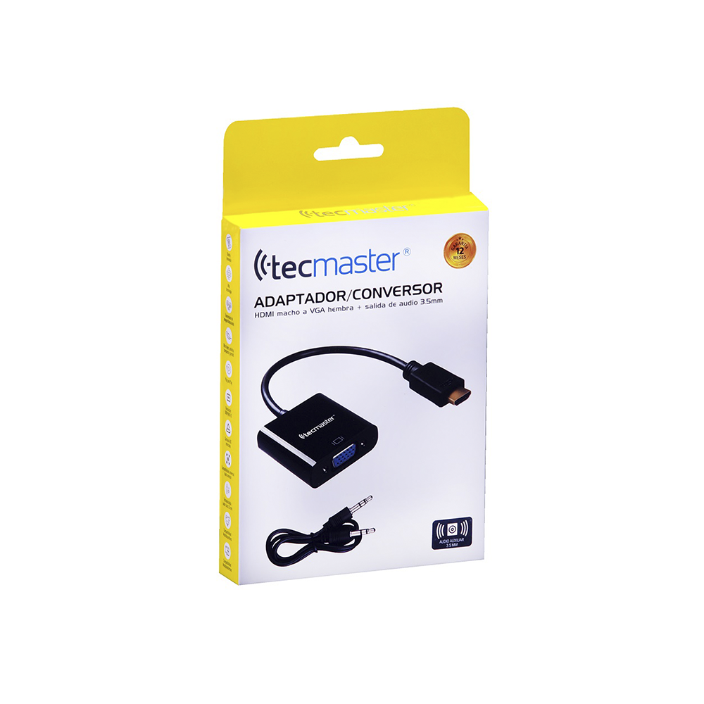 Tecmaster TM-100536 Adaptador Conversor HDMI a VGA +  Audio 3.5mm 3