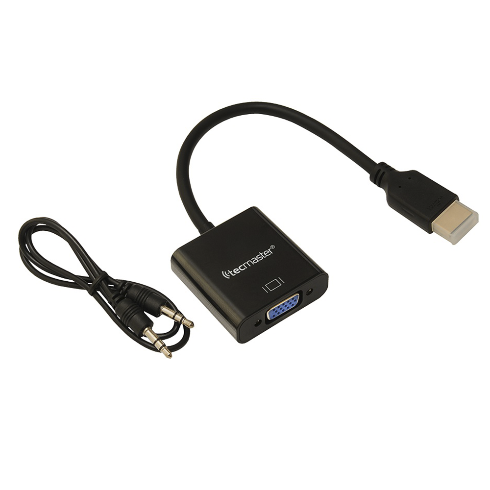 Tecmaster TM-100536 Adaptador Conversor HDMI a VGA +  Audio 3.5mm 2