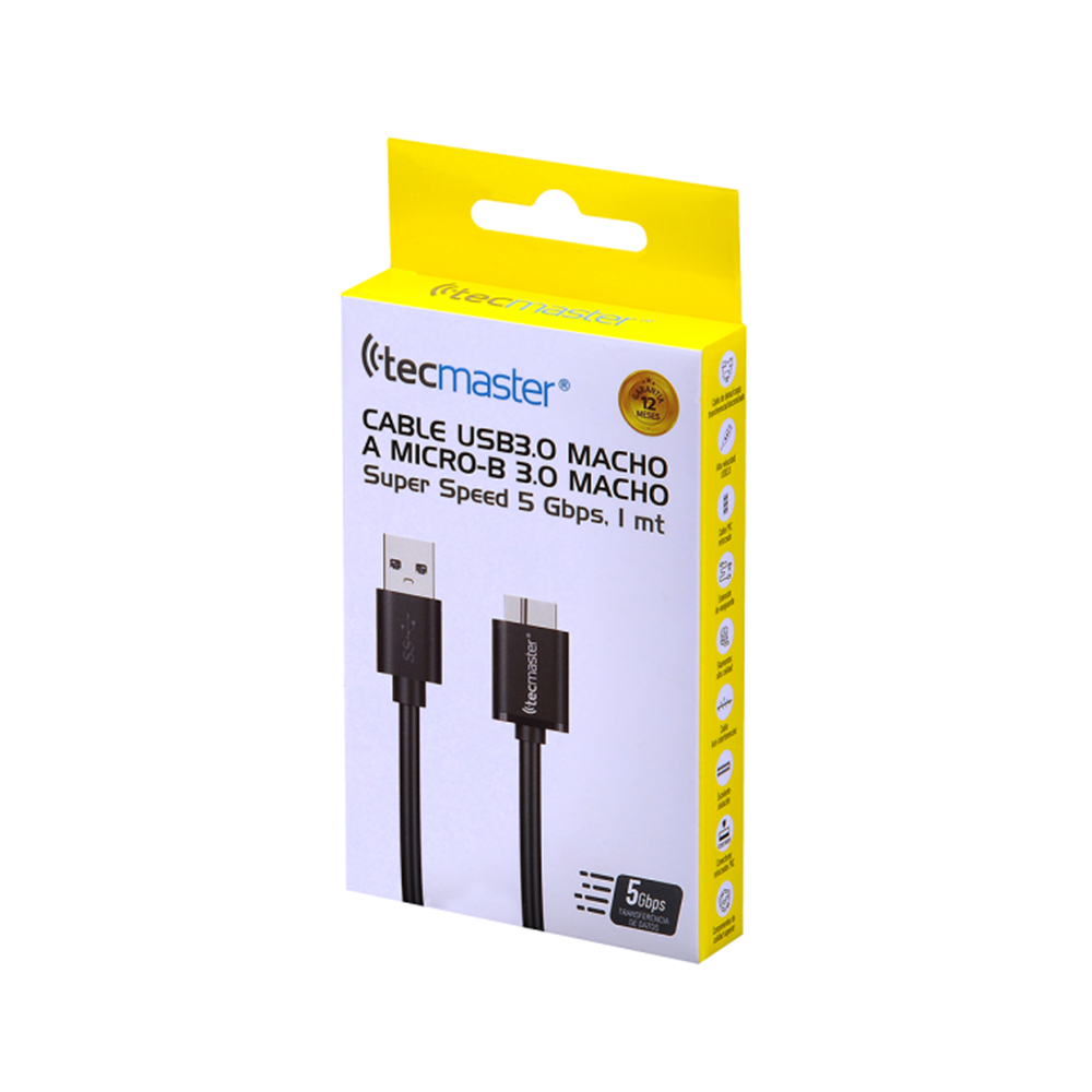 Tecmaster TM-100551 Cable USB-A Macho a Micro-B Macho, 1 Metro 4