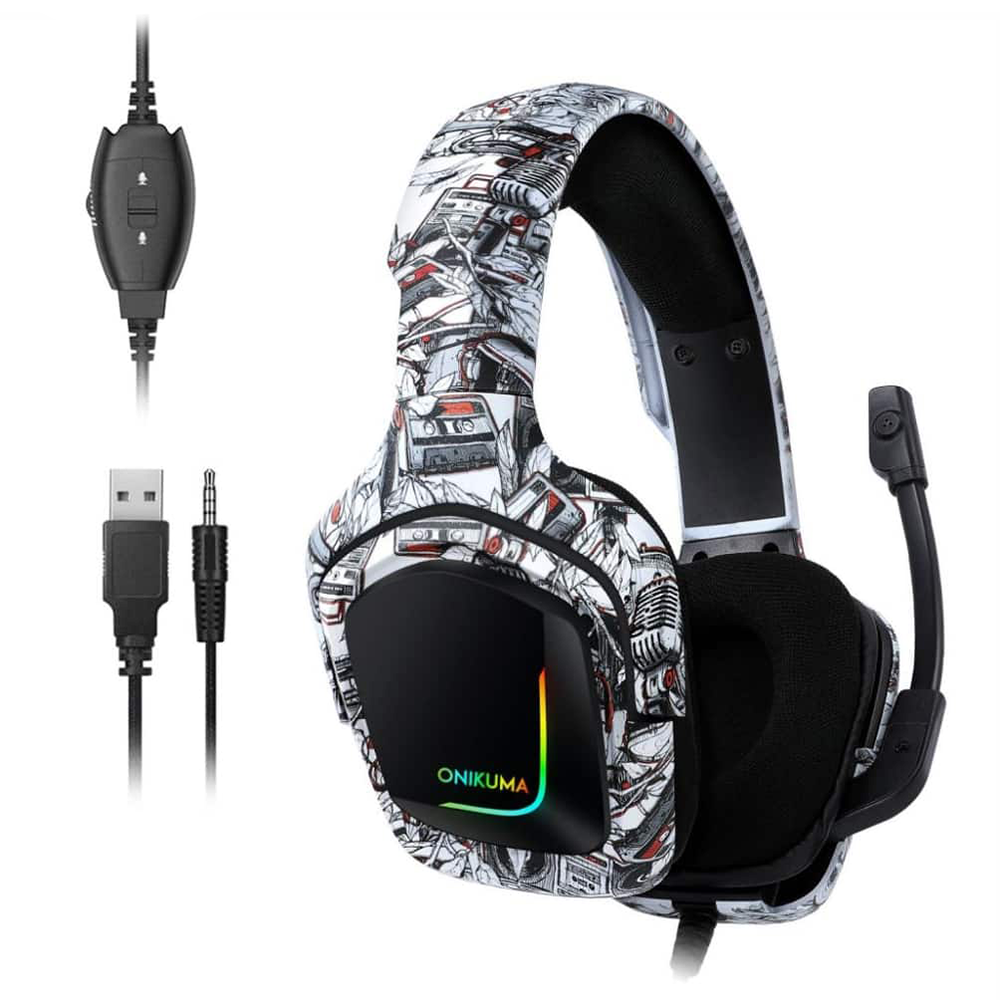Audífono Gamer Onikuma K20, Jack 3.5mm, Color Blanco Diseño 2