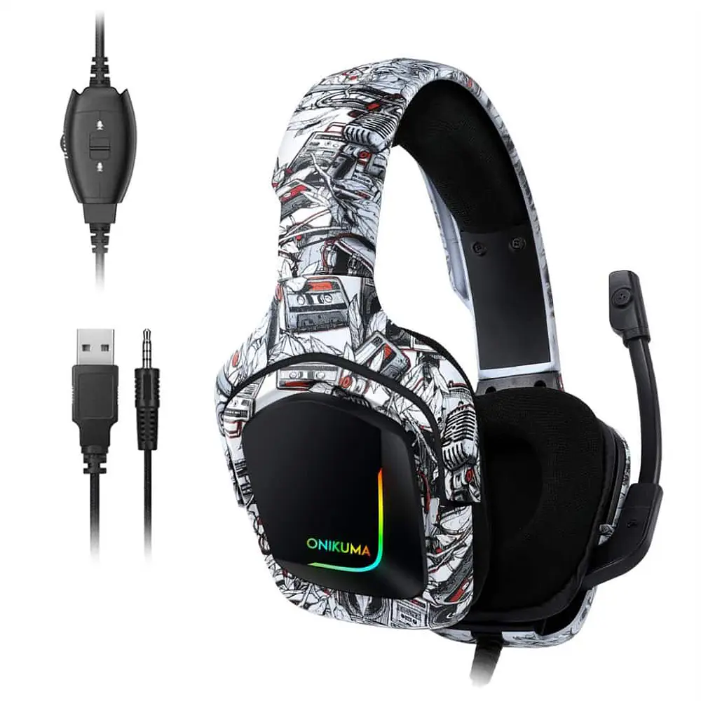 Audífono Gamer Onikuma K20, Jack 3.5mm, Color Blanco Diseño 2