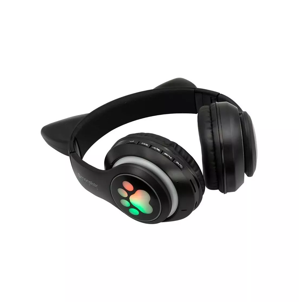 Audifono Bluetooth Monster Audio CKBT1 Cool Kid Cat, iluminación LED, Color Negro  3