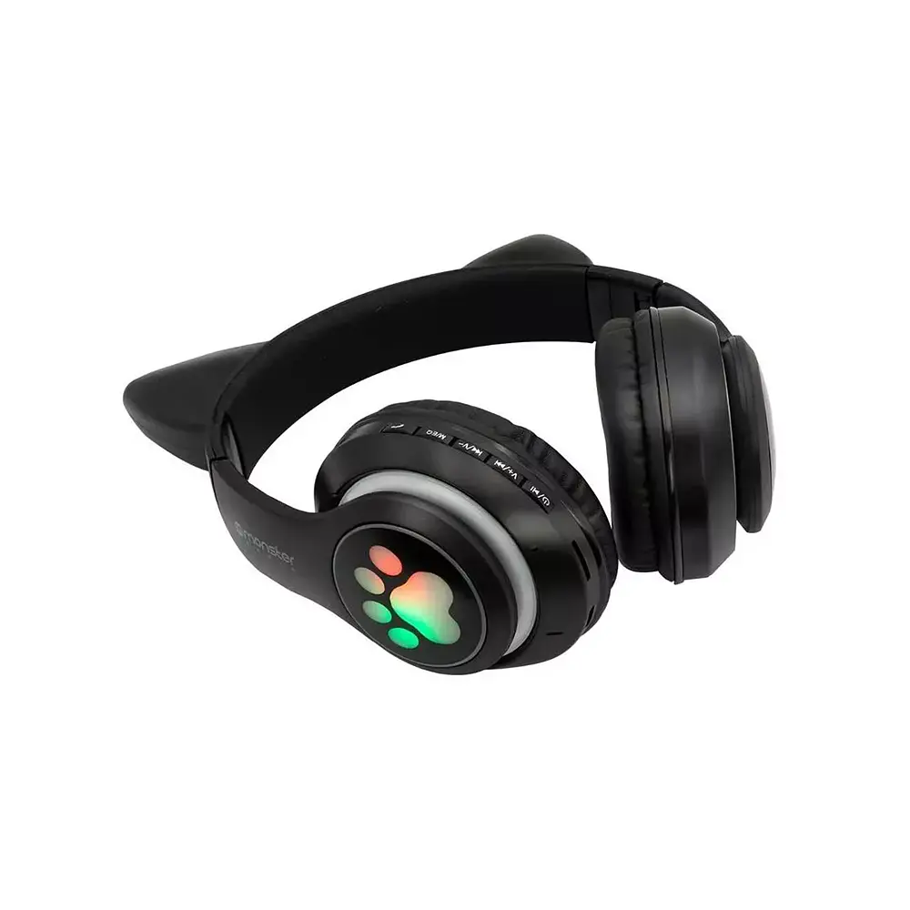 Audifono Bluetooth Monster Audio CKBT1 Cool Kid Cat, iluminación LED, Color Negro  3
