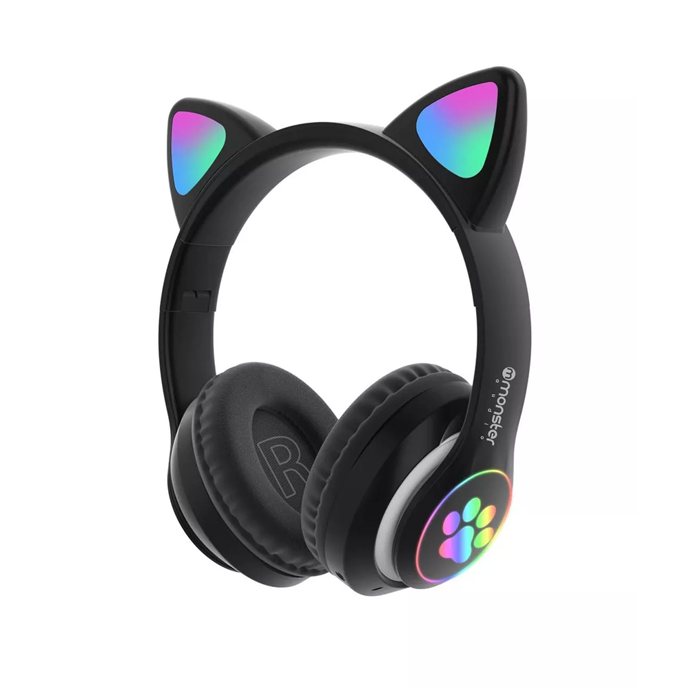 Audifono Bluetooth Monster Audio CKBT1 Cool Kid Cat, iluminación LED, Color Negro  1
