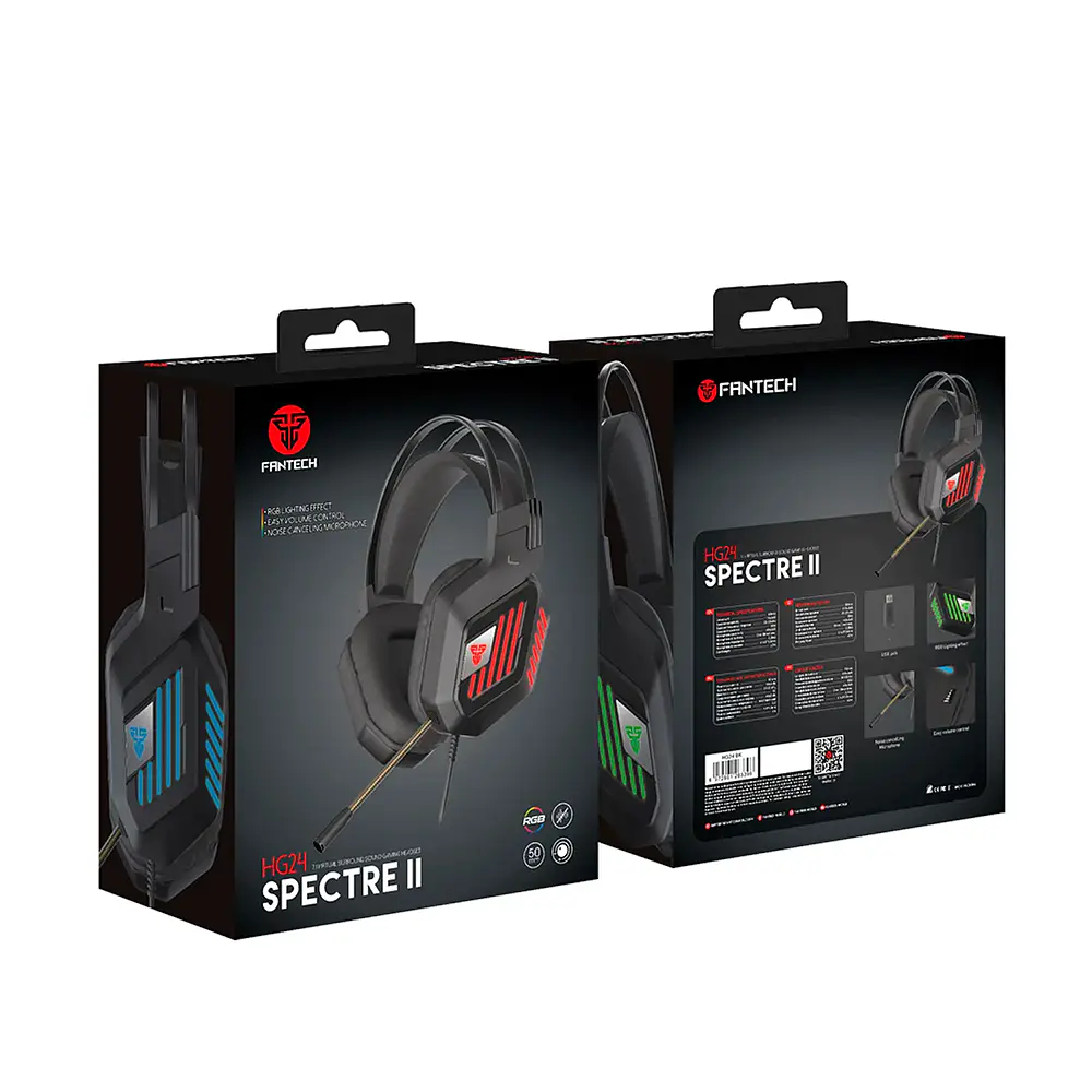 Audífono Gamer Fantech HG24 Spectre II, USB, RGB, Color Negro 5
