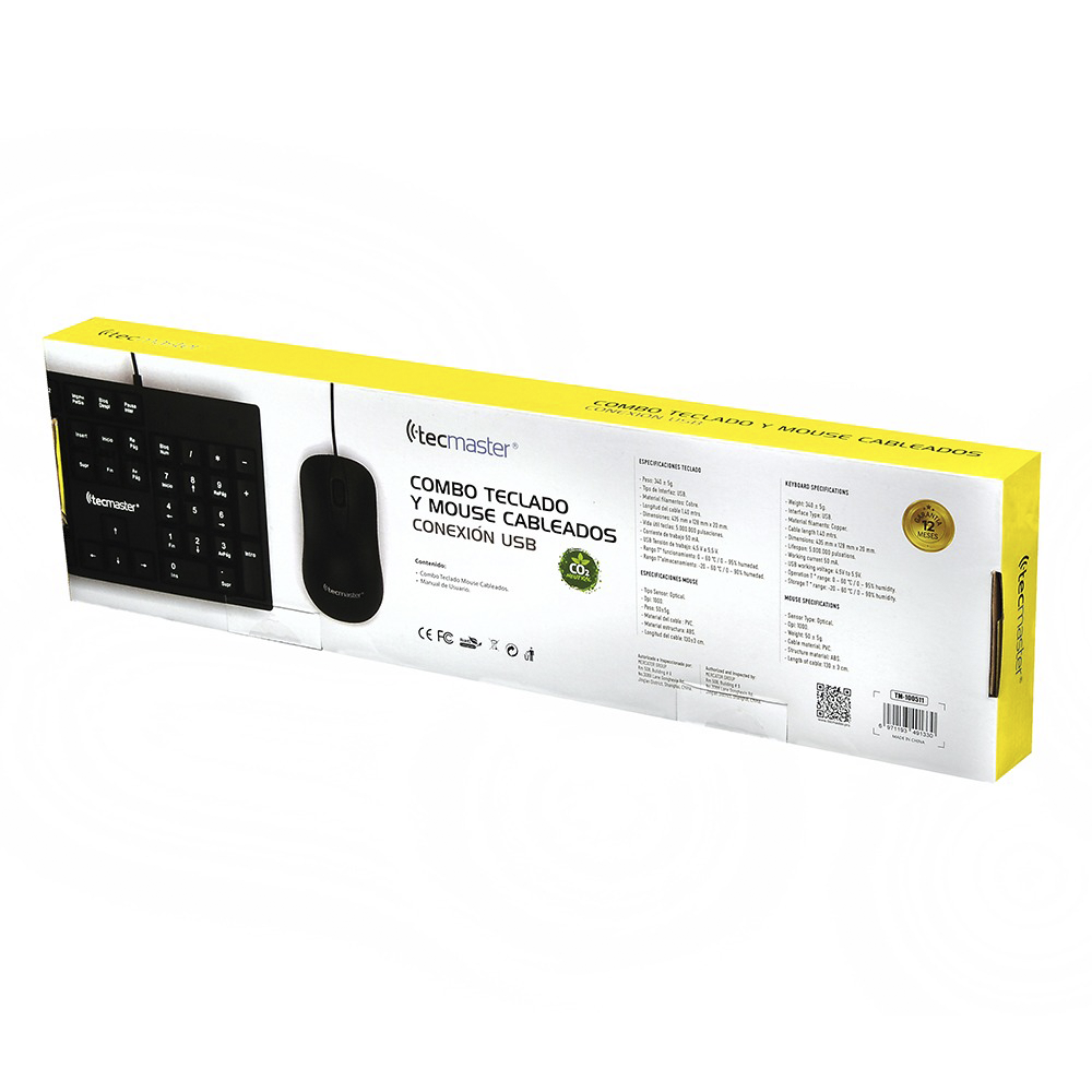 Combo Teclado (ES) + Mouse Con Cable Tecmaster TM-100511, USB, Color Negro 3