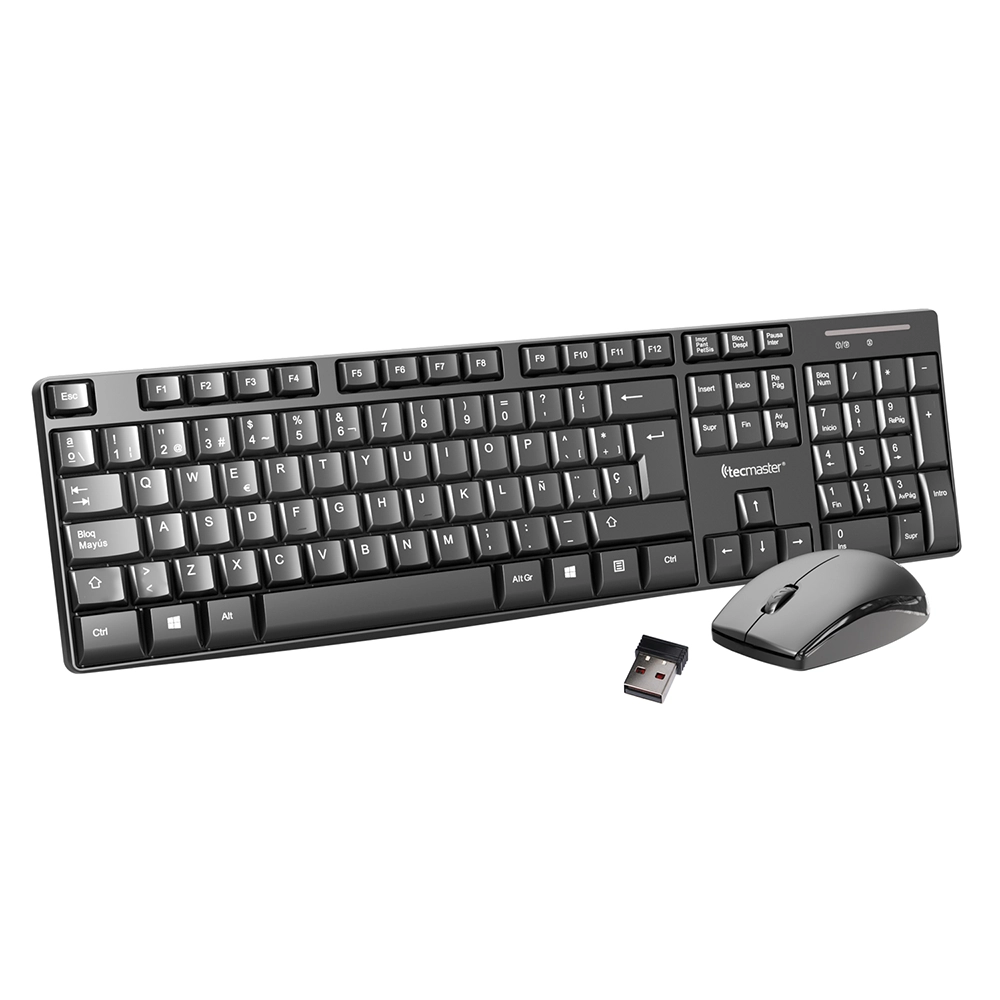 Combo Teclado (ES) + Mouse inalámbrico Tecmaster TM-100512, USB, Color Negro 1